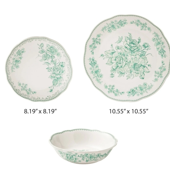 🎄 2025 12 Piece Pioneer Woman Agatha Jade Green Dinnerware Set - Picture 6 of 9